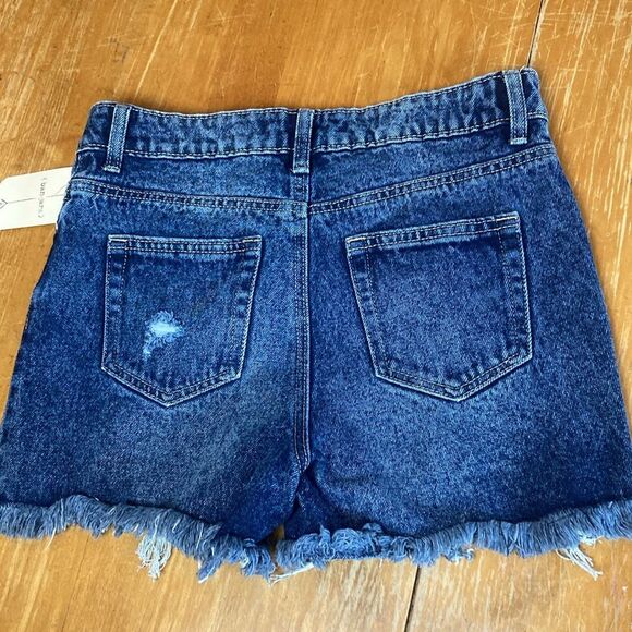 Banjara Blue Denim Loose Fit Super High Rise Distressed Shorts Size 1/24 Juniors - Picture 2 of 7